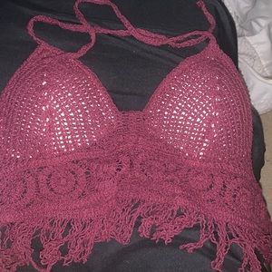 red crochet top